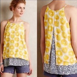🍋 Anthropologie Porridge Lemon Print Layered Halter Top Size: M